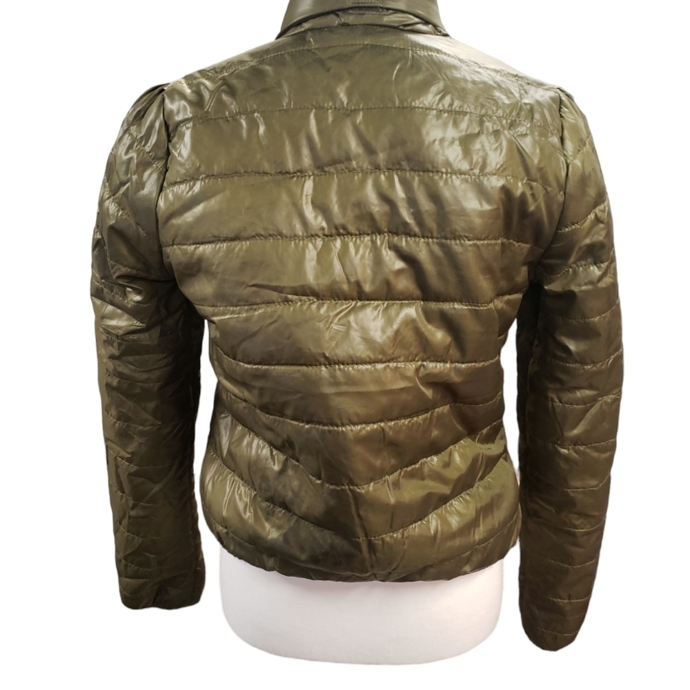 Maralyn & Me Juniors Quilted Pack-able Puffer Jacket OLIVE Size M - Picture 2 of 4